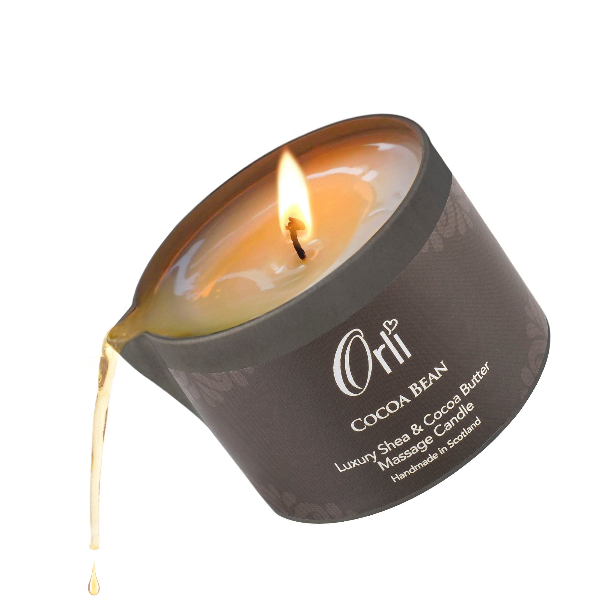 Cocoa bean massage candle for indulgent spa treatments and soothing self care rituals