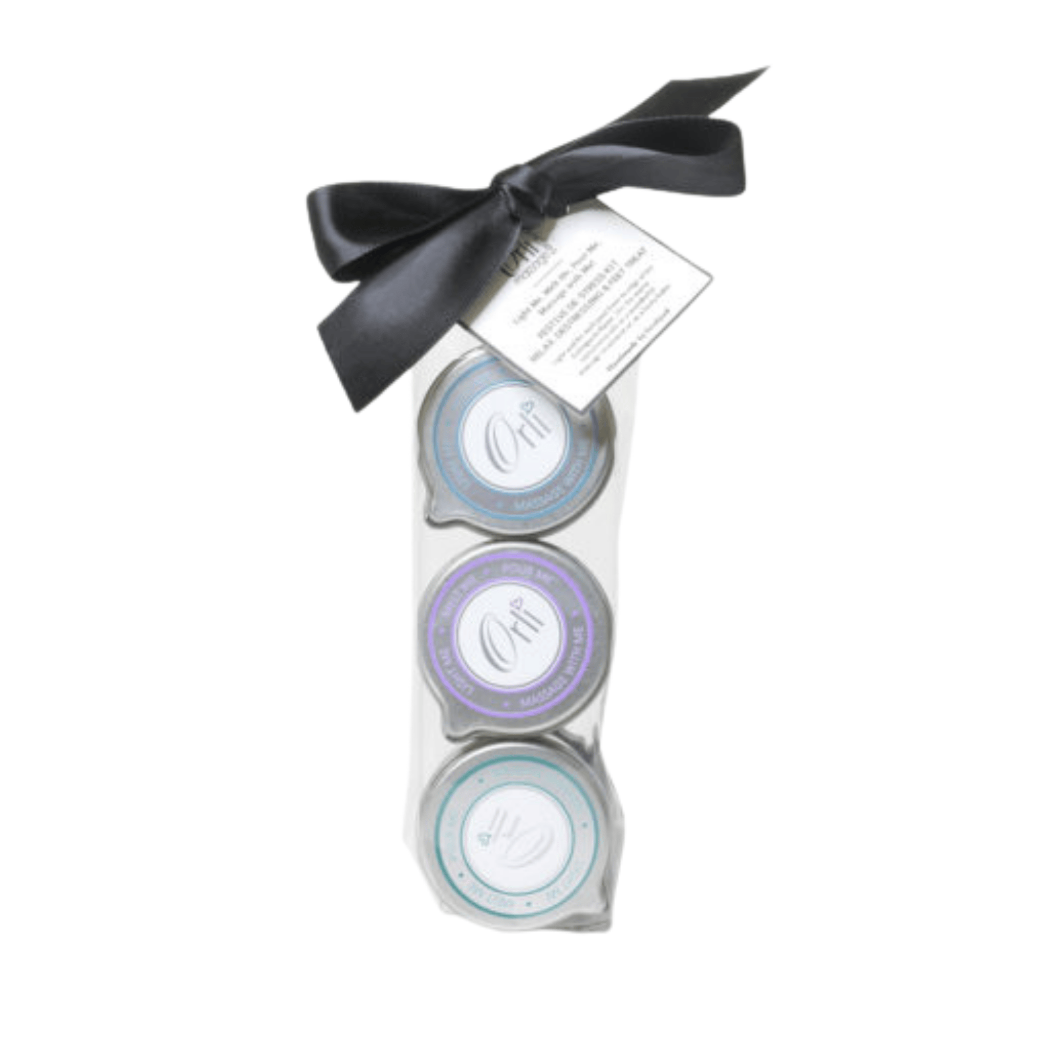 A trio of massage candles designed to relax and destress the body and mind