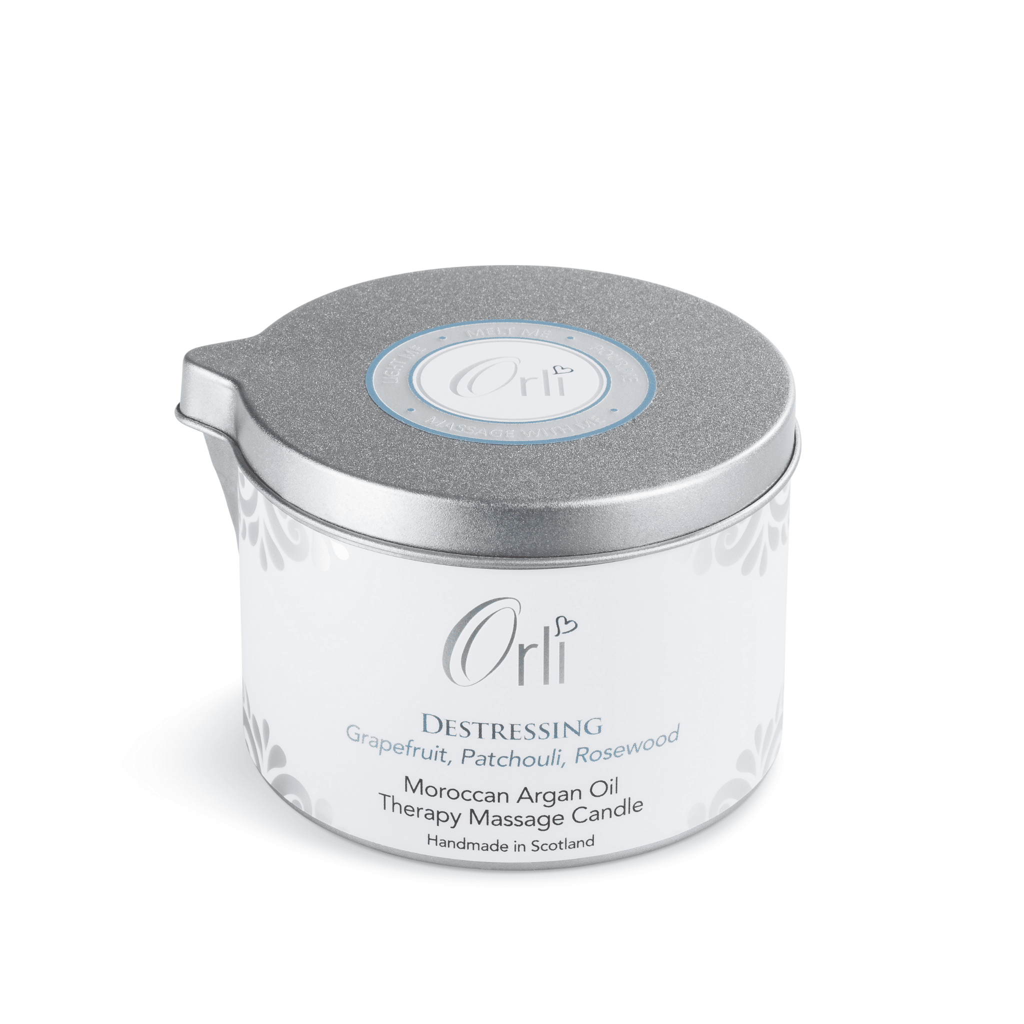 Destressing massage candle melted oil texture and soothing relaxation ambience
