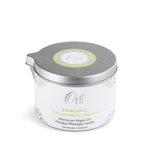 Energising massage candle melted oil texture and refreshing citrus spa ambience