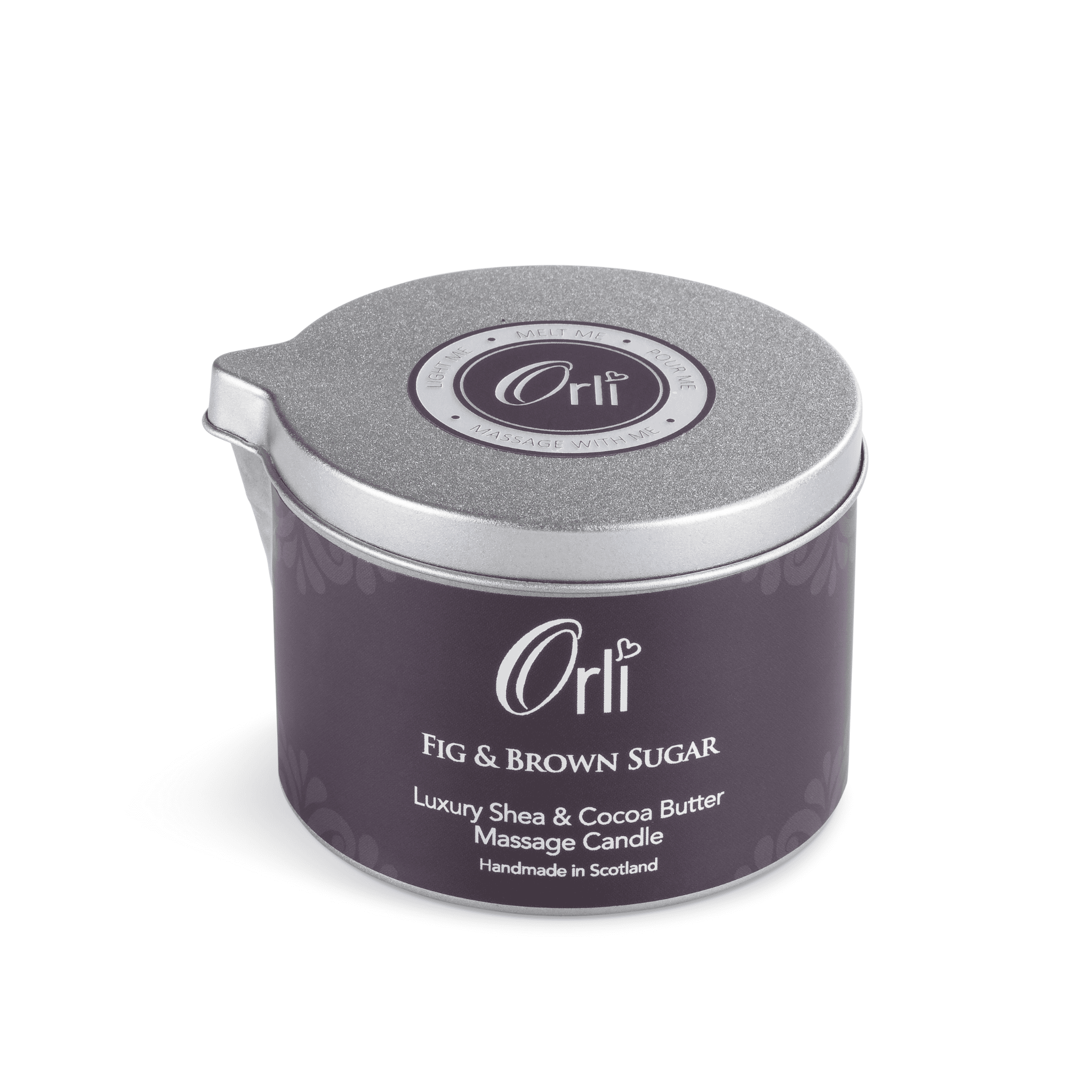 Fig and brown sugar massage candle melted oil texture and warm sweet spa ambience