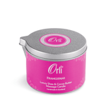 Frangipani massage candle melted oil texture and exotic tropical flower spa ambience