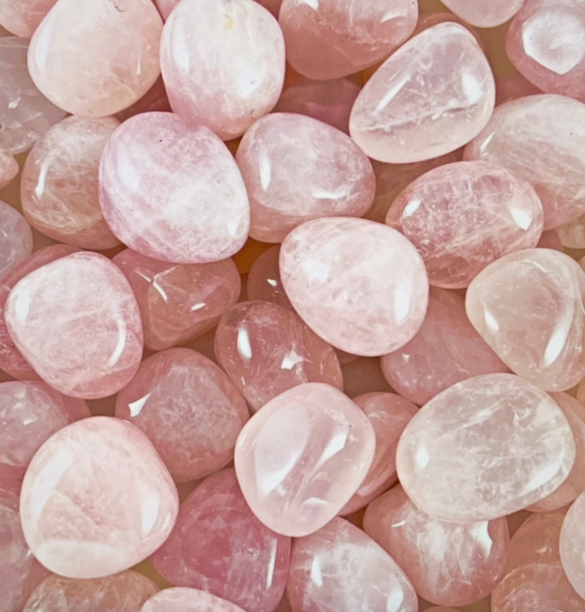 Rose quartz tumble stones for crystal healing, relaxation and calming energy