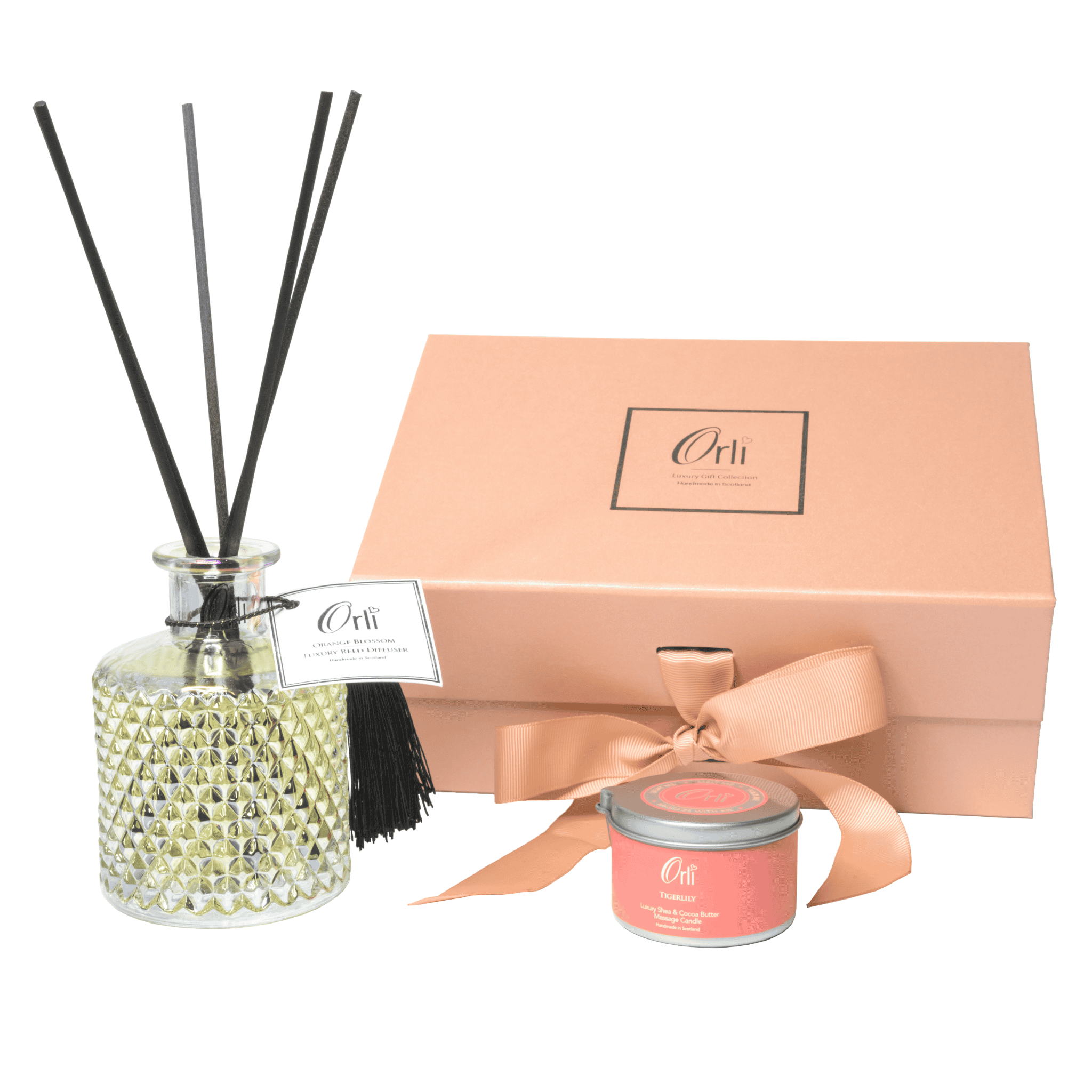 Orange Blossom luxury gift box with fragrance products for indulgent self care and gifting