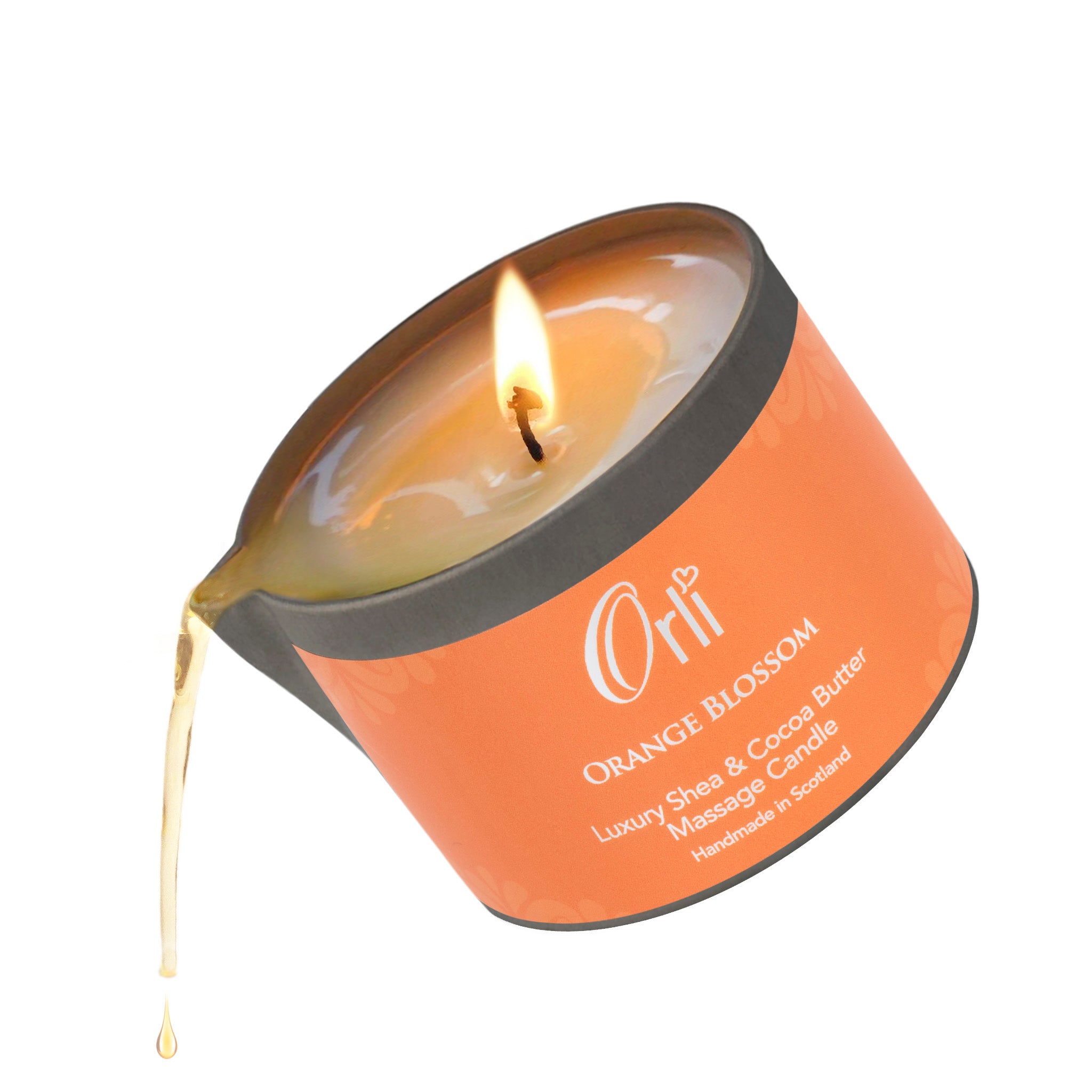 Orange blossom luxury massage candle for uplifting spa treatments and self care rituals