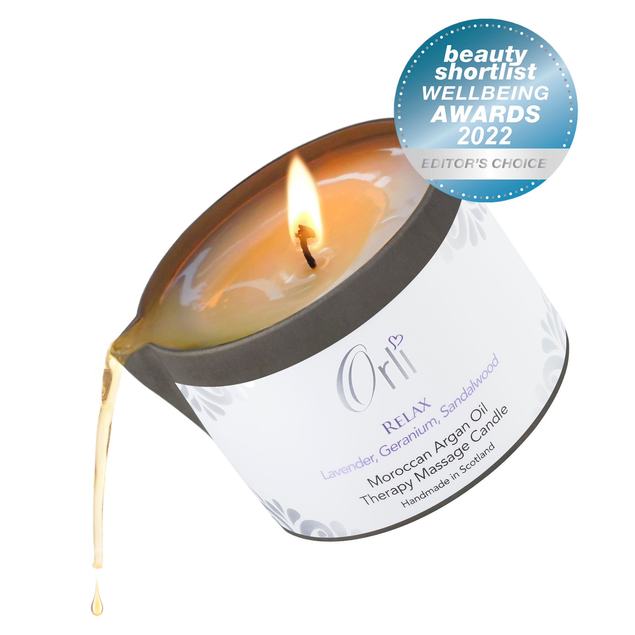 Relax massage candle for calming mind body and soothing spa treatments