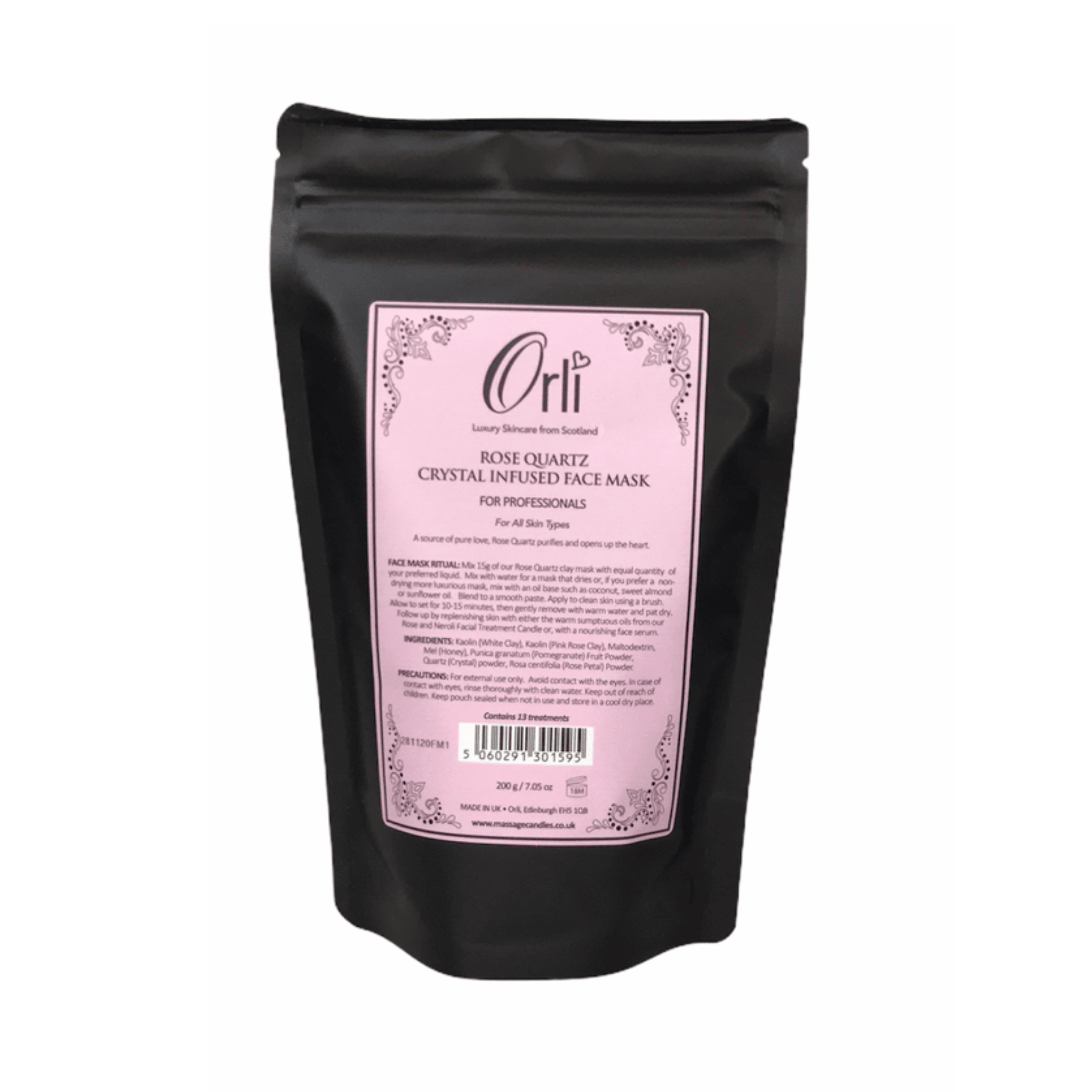 Rose quartz crystal infused face mask for soothing skincare and radiant glowing skin