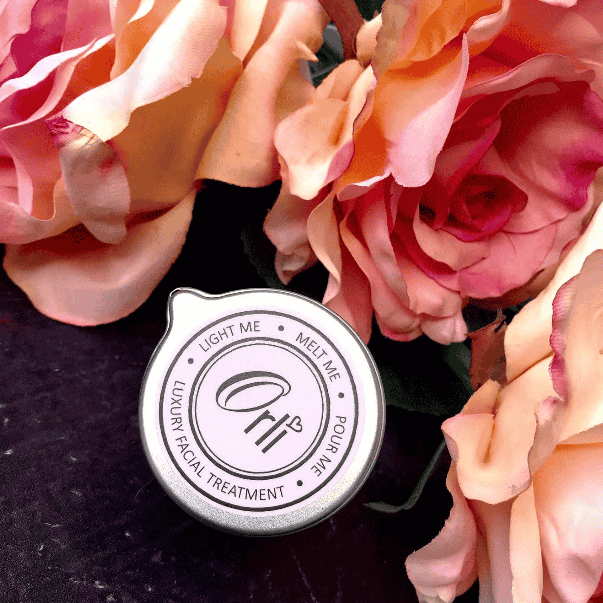 Rose and neroli facial massage candle melted oil texture and skincare application