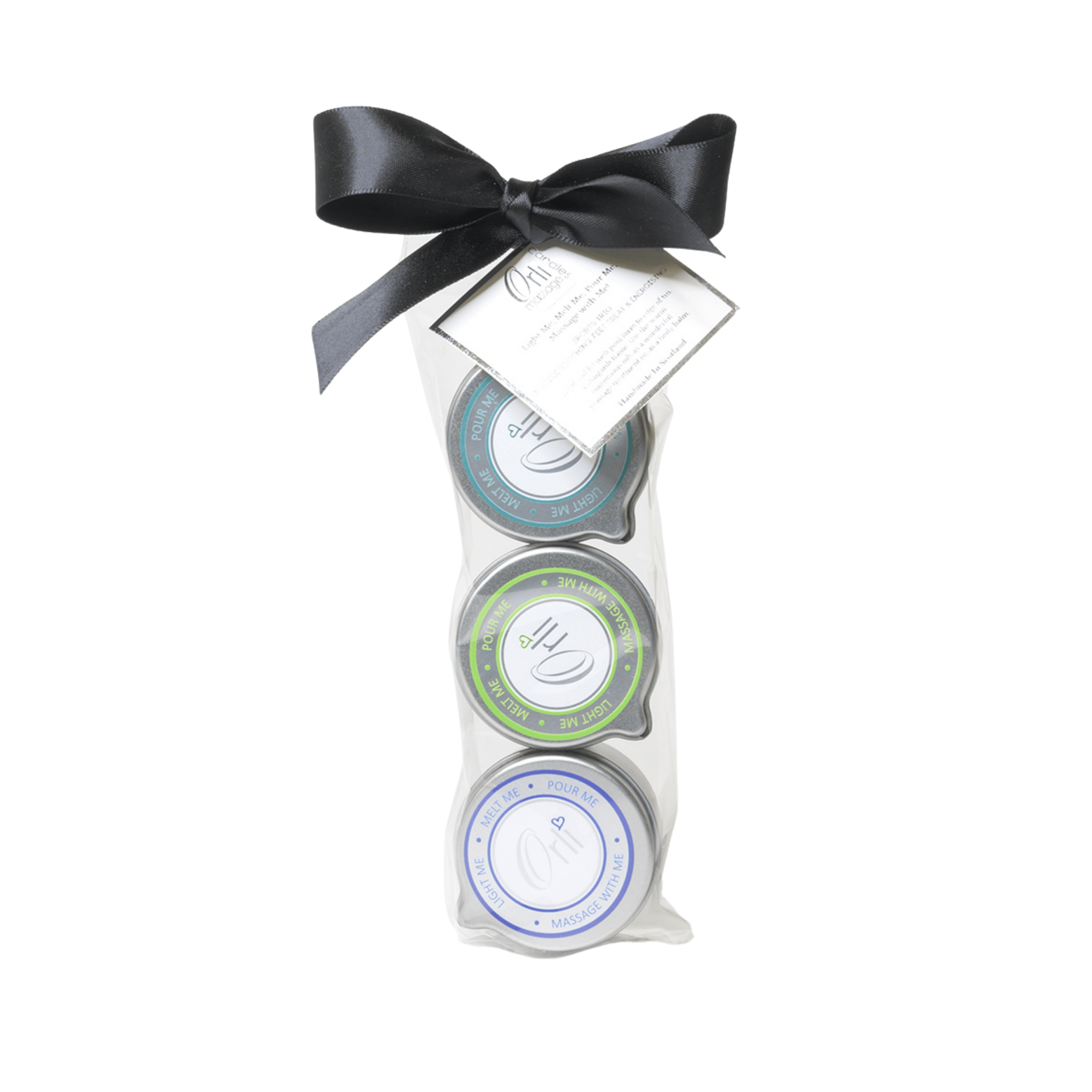 Sports massage candle trio set for muscle recovery, soothe tired and aching feet and to re-energise